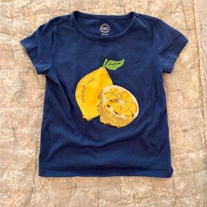 EUC- size xs gorls Navy Blue Lemon Graphic Kids T-Shirt